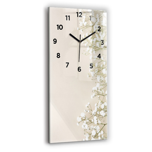 Vertical wall clock Blooming gypsophila flowers