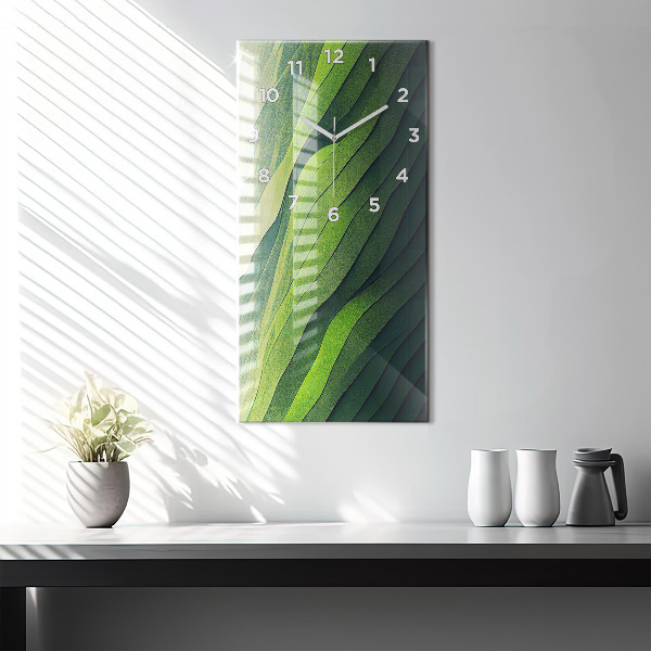 Vertical wall clock Green fields abstract