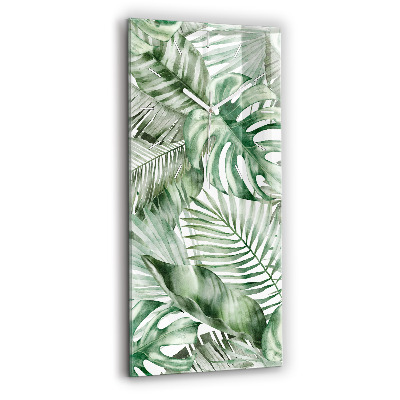 Vertical wall clock Painted plant leaves