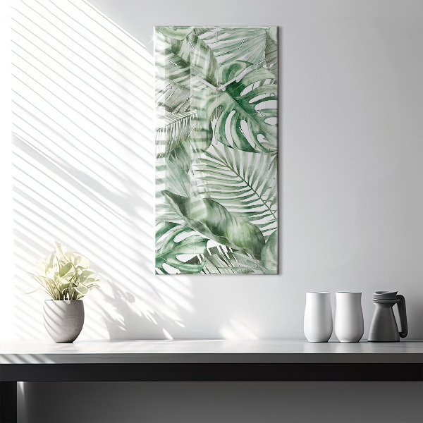 Vertical wall clock Painted plant leaves