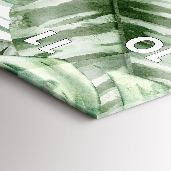 Vertical wall clock Painted plant leaves