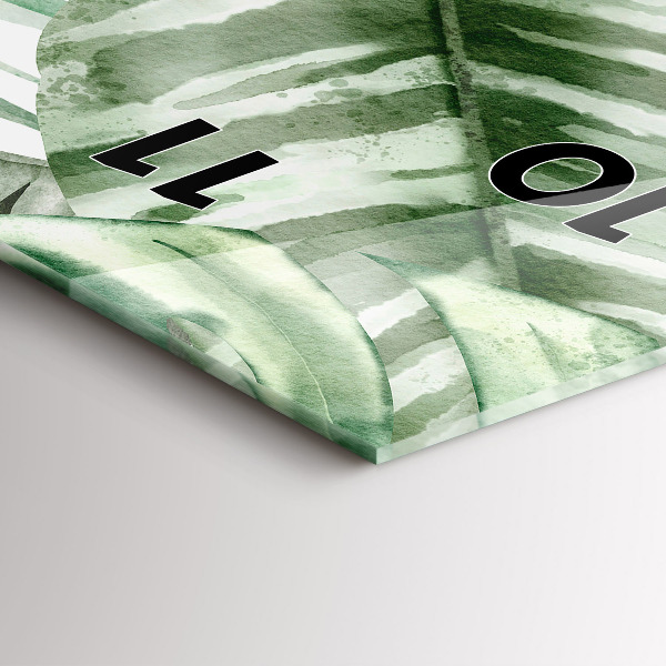 Vertical wall clock Painted plant leaves