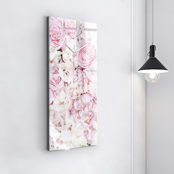 Vertical wall clock Decorative flowers