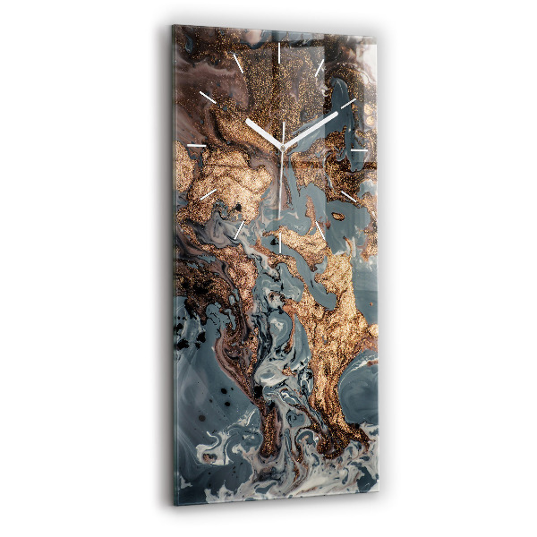 Vertical wall clock Marble gold abstract