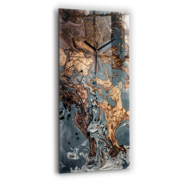 Vertical wall clock Marble gold abstract