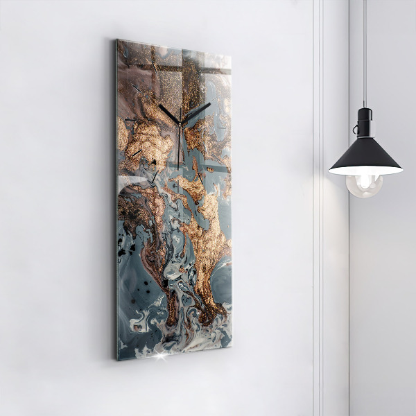 Vertical wall clock Marble gold abstract