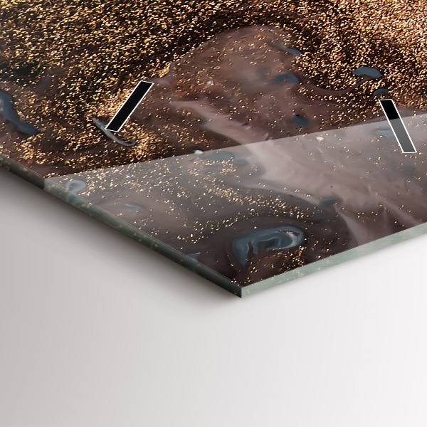 Vertical wall clock Marble gold abstract