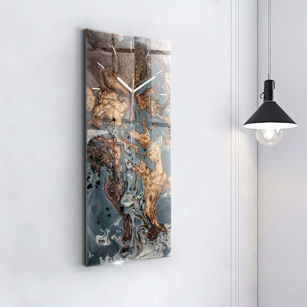 Vertical wall clock Marble gold abstract