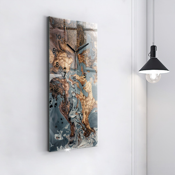 Vertical wall clock Marble gold abstract