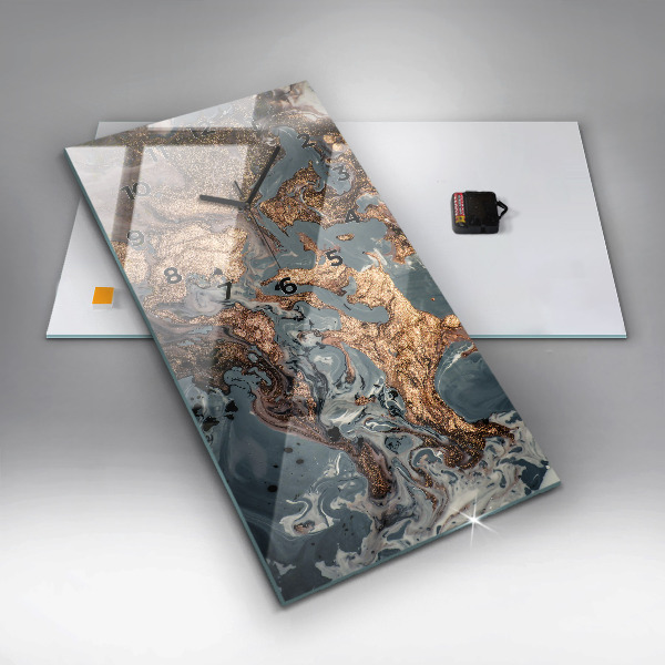 Vertical wall clock Marble gold abstract