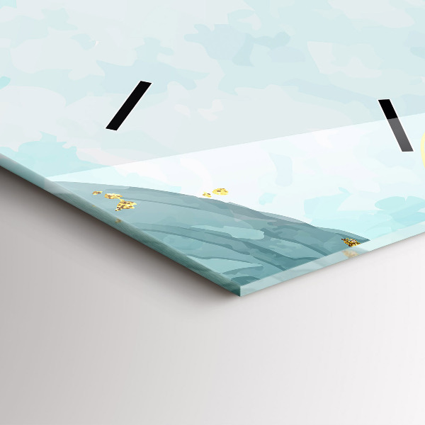 Vertical wall clock Watercolor stains