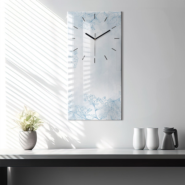 Vertical wall clock Sketch of plants