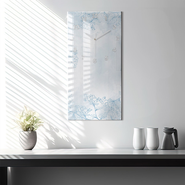 Vertical wall clock Sketch of plants