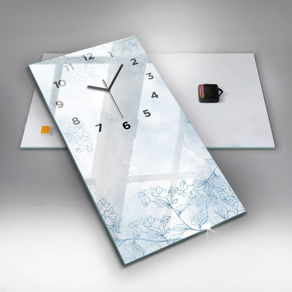 Vertical wall clock Sketch of plants