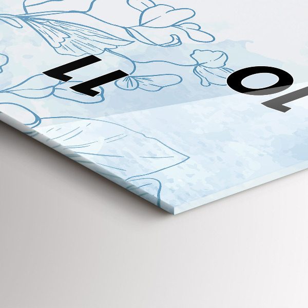 Vertical wall clock Sketch of plants