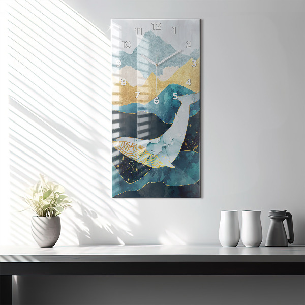 Vertical wall clock Abstract whale