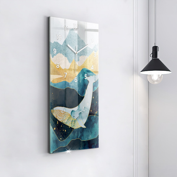 Vertical wall clock Abstract whale