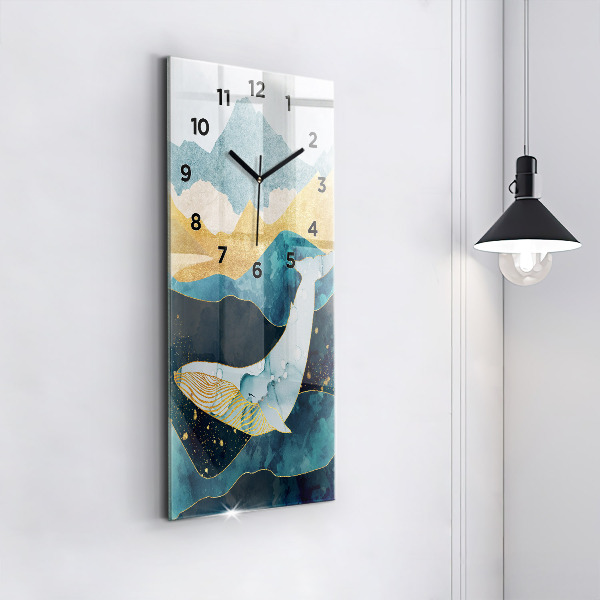Vertical wall clock Abstract whale