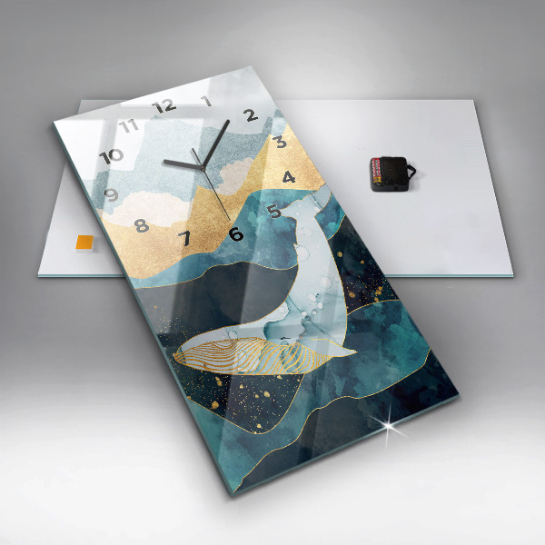 Vertical wall clock Abstract whale