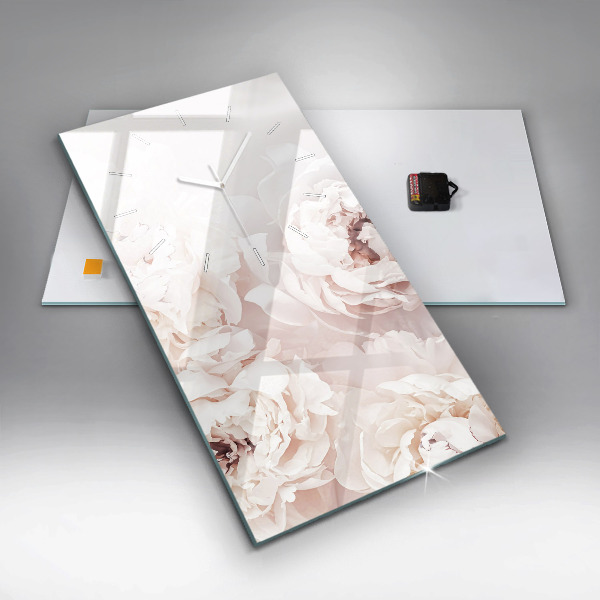 Vertical wall clock Peony flowers