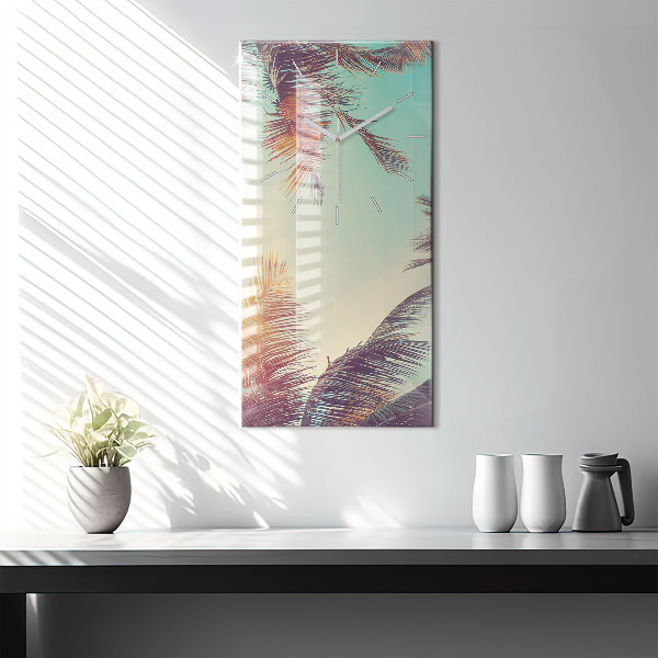 Vertical wall clock Tropical palm trees