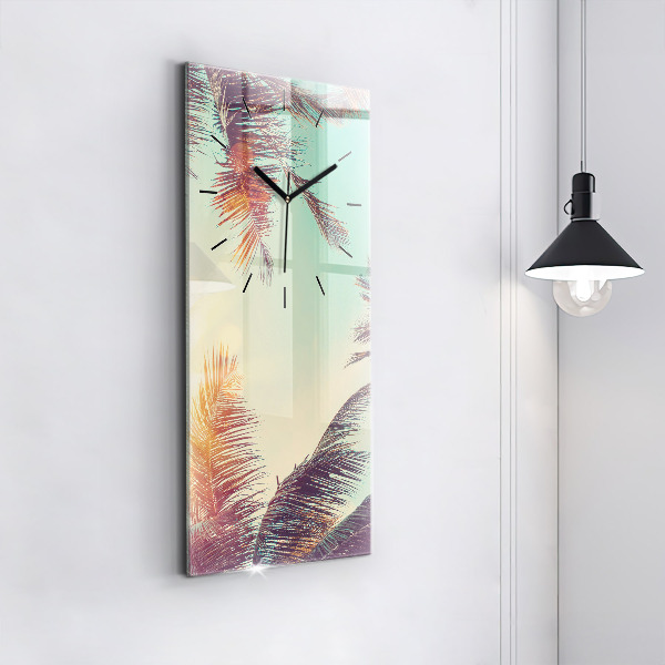 Vertical wall clock Tropical palm trees
