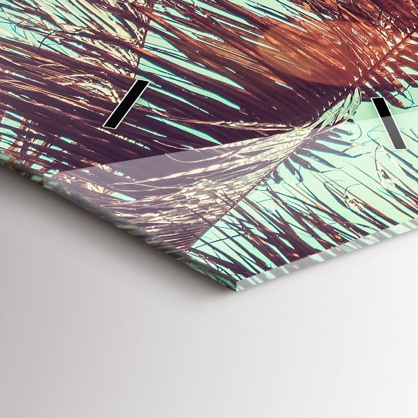 Vertical wall clock Tropical palm trees