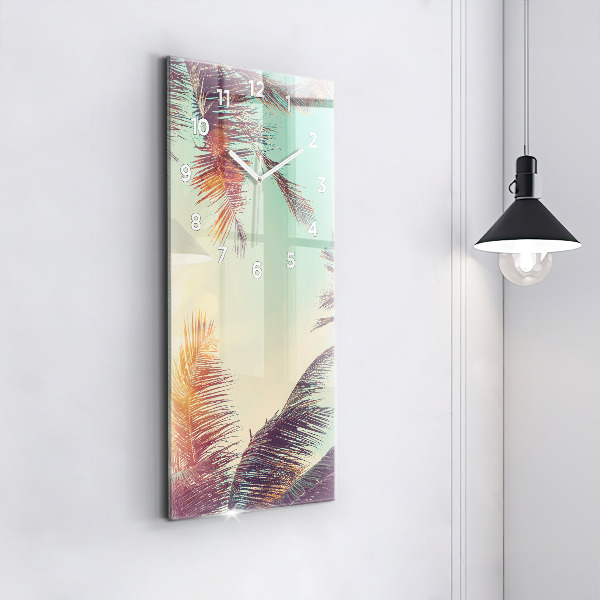 Vertical wall clock Tropical palm trees