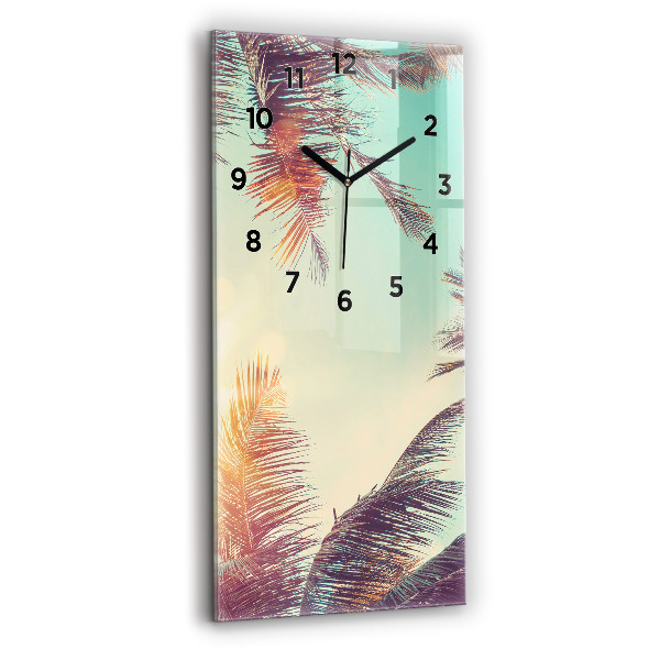 Vertical wall clock Tropical palm trees