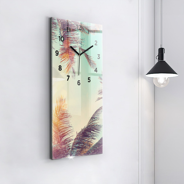 Vertical wall clock Tropical palm trees