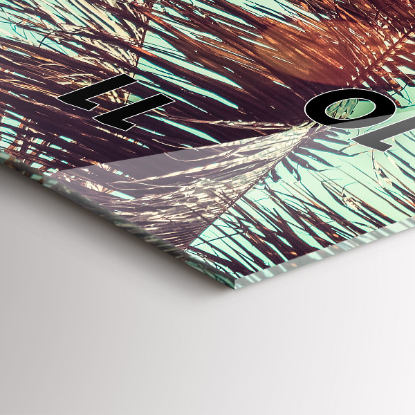 Vertical wall clock Tropical palm trees