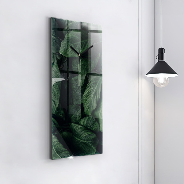 Vertical wall clock Tropical Monstera