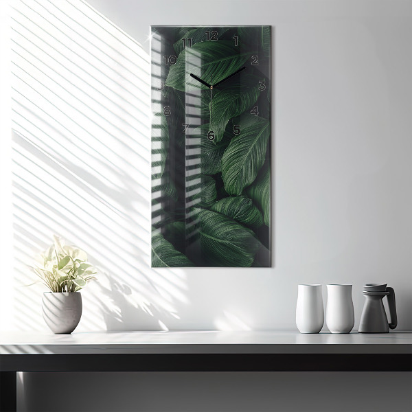 Vertical wall clock Tropical Monstera