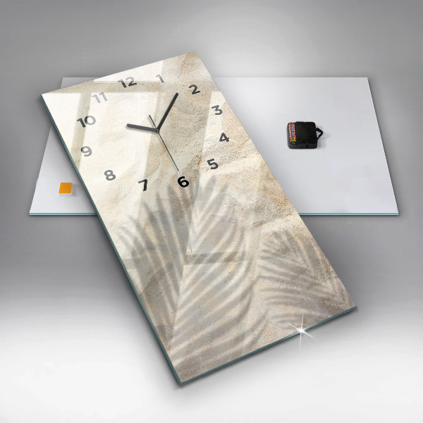 Vertical wall clock Palm tree shadow sand