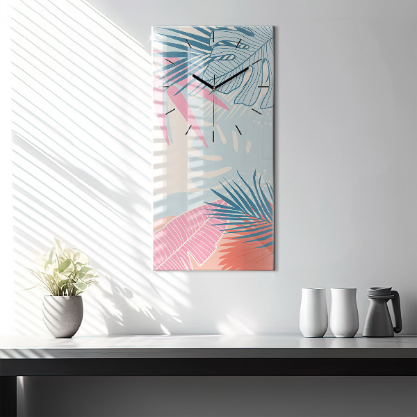 Vertical wall clock Pastel Leaves – Tropics