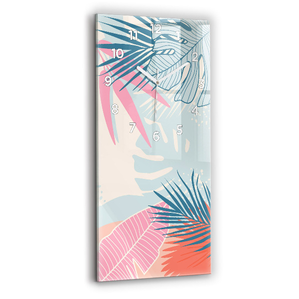 Vertical wall clock Pastel Leaves – Tropics