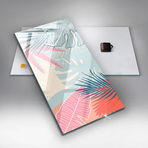 Vertical wall clock Pastel Leaves – Tropics