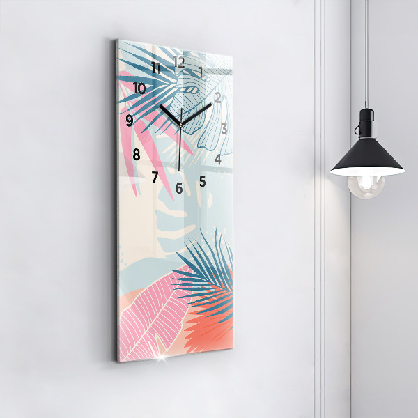 Vertical wall clock Pastel Leaves – Tropics
