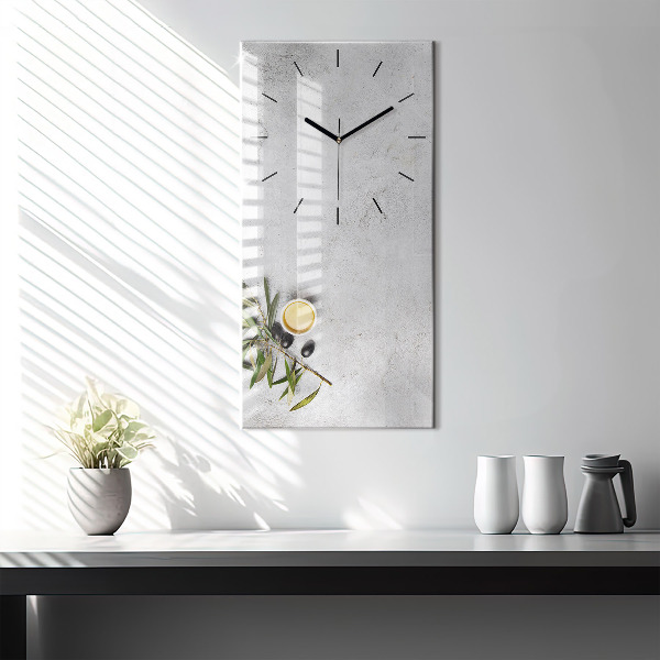 Vertical wall clock Minimalist olives