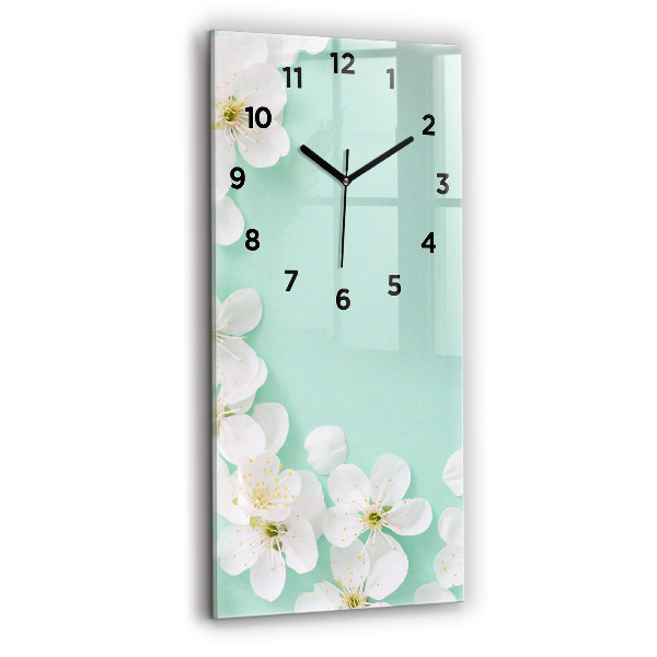 Vertical wall clock Blooming apple blossoms