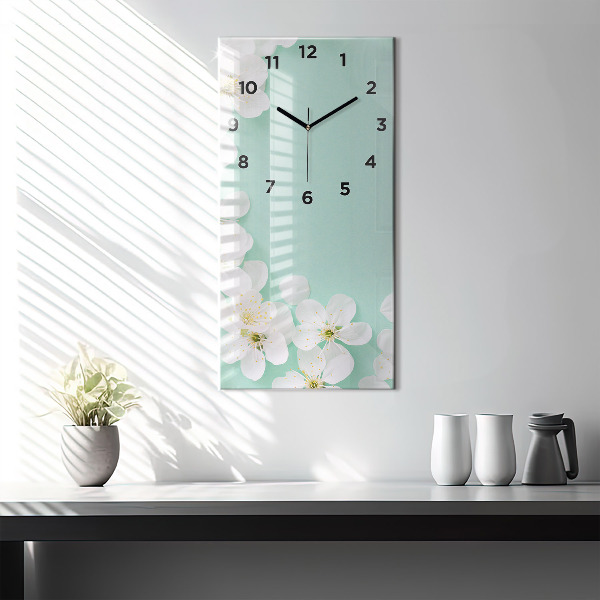 Vertical wall clock Blooming apple blossoms