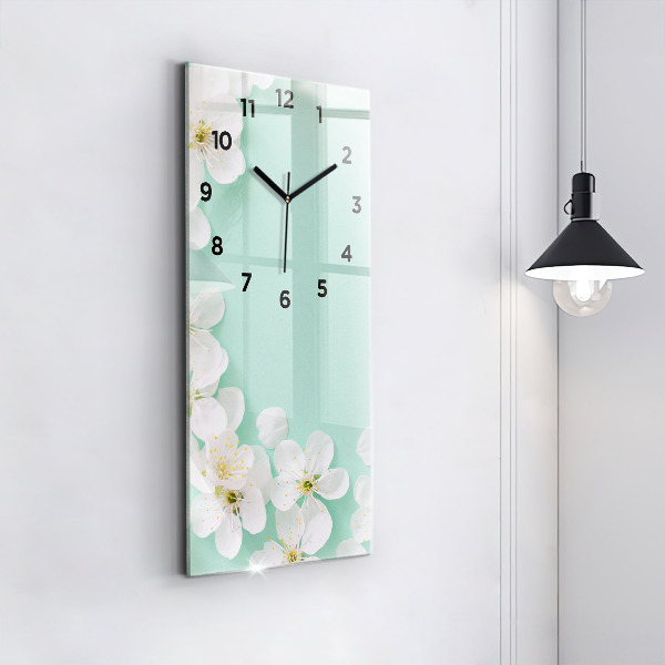 Vertical wall clock Blooming apple blossoms