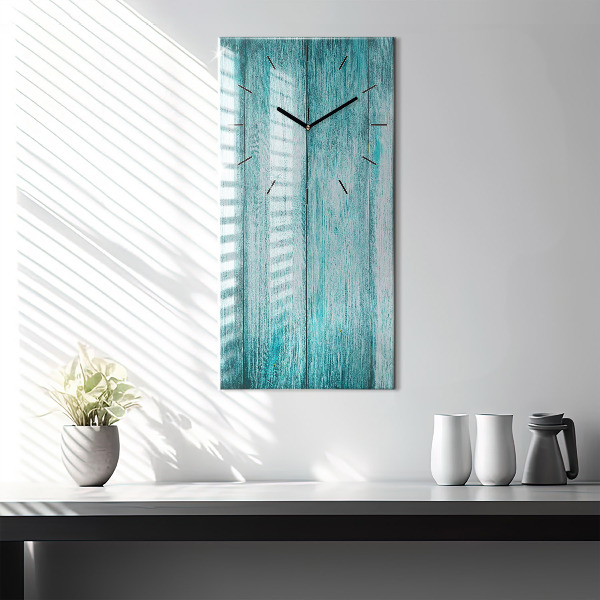 Vertical wall clock Blue old wood
