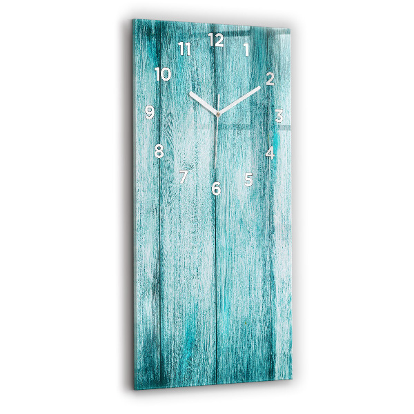 Vertical wall clock Blue old wood