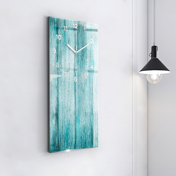 Vertical wall clock Blue old wood