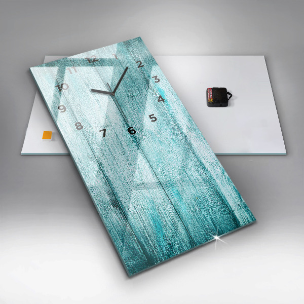 Vertical wall clock Blue old wood