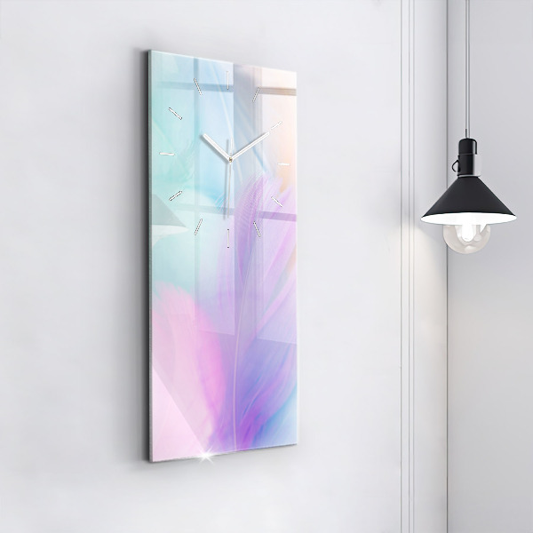Vertical wall clock Colorful feathers