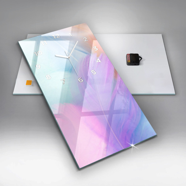 Vertical wall clock Colorful feathers