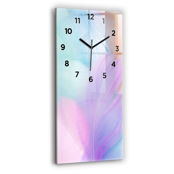 Vertical wall clock Colorful feathers