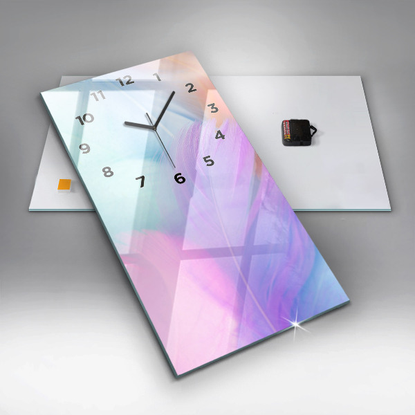 Vertical wall clock Colorful feathers